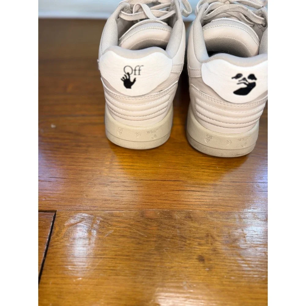 Off-White Out Of Office OOO Sneakers Beige White Leather Low Top Trainers sz 39